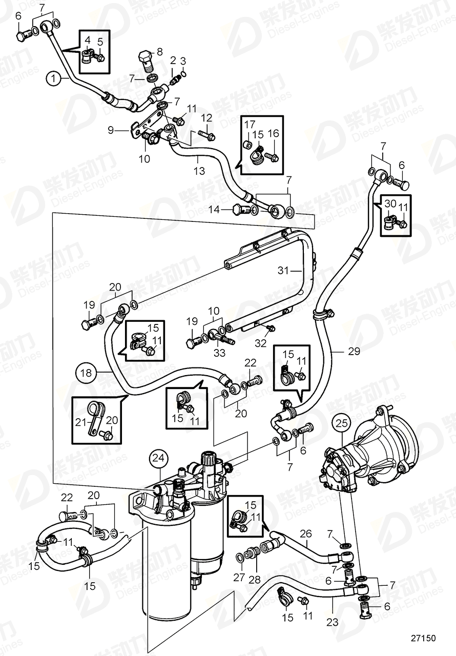volvo penta Fuel filter housing 22035823 Drawing volvo penta Fuel filter housing 22035823 Drawing